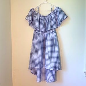 Flying Tomato Off Shoulder Gingham Sun Dress Flaw